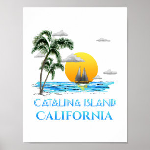 Affiche Voile Catalina Island California Sailboat