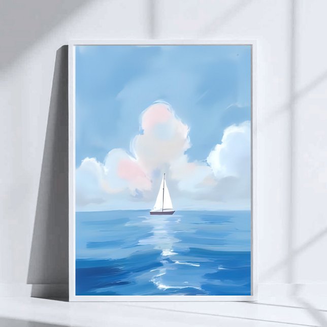 Affiche Voile dans le bleu | Peinture d'océan de voilier c (Créateur téléchargé)