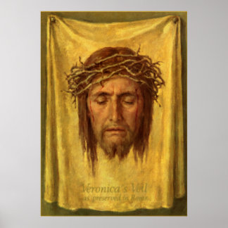 Affiche Voile de Veronica Jésus Christ visage, Saint visag