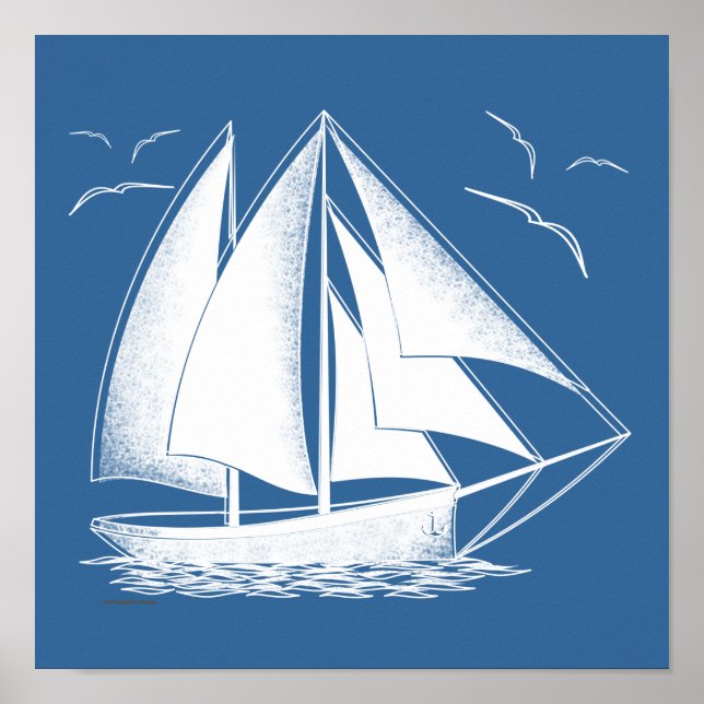 Affiche Voile rapide ! nautique, vintage. (Devant)