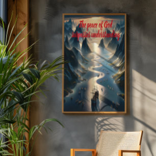 Affiche Voile Serene : Bateau, Eau, Montagnes