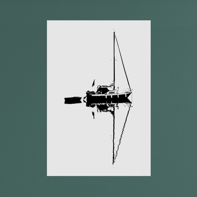 Affiche Voile Yacht reflété dans eaux calmes mer (Créateur téléchargé)