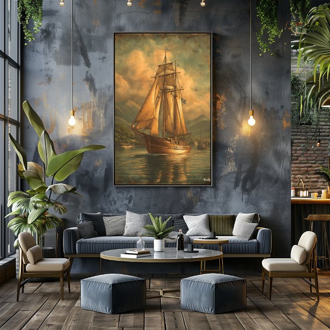 Affiche Voiles Dorées — Voyage Maritime Classique (Créateur téléchargé)