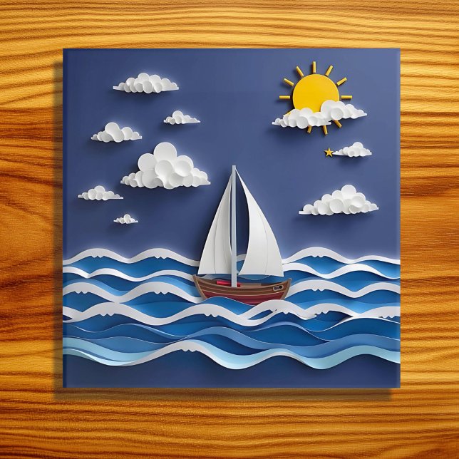 Affiche Voilier et soleil | Quilling de papier  (Créateur téléchargé)
