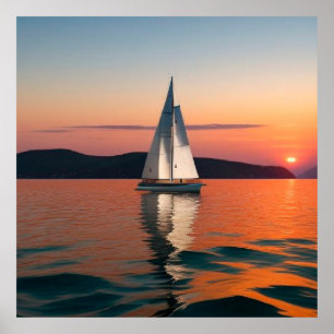 Affiche Voilier glissant sur des eaux calmes