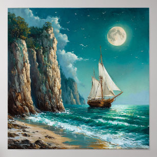 Affiche Voilier Ocean Classic Seascape Maritime