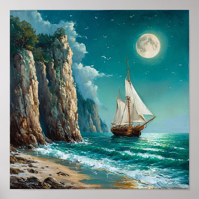 Affiche Voilier Ocean Classic Seascape Maritime (Devant)