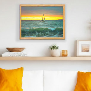 Affiche Voilier sur la copie d'art de la baie 0884 de