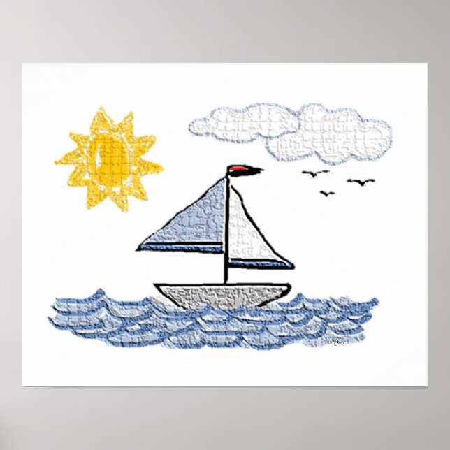 Affiche Voilier sur l'eau Texturé Look (Devant)