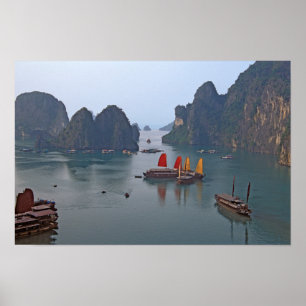 Affiche Voiliers dans la baie d'Halong - Vietnam, Asie
