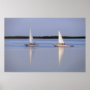 Affiche Voiliers jumeaux en voile matinale