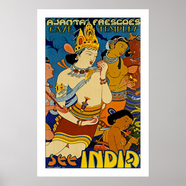 Affiche Voir Inde - Ajanta Frescoes (Devant)