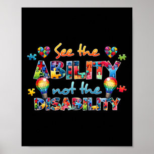 Affiche Voir la capacité et non le handicap drôle Autisme