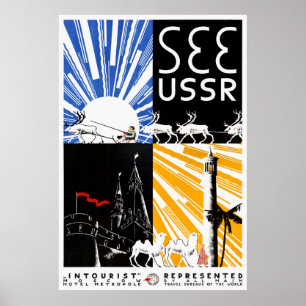 Affiche Voir l'affiche Vintage voyage de l'URSS restaurée