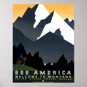 Affiche Voir l'Amérique - Bienvenue au Montana - WPA
