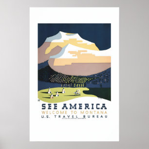 Affiche Voir Montana années 1930 WPA Style Vintage Voir l'