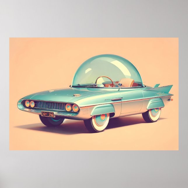 Affiche Voiture à bulles futuriste atomique  (Devant)