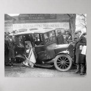 Affiche Voiture ancienne détruite, années 1920