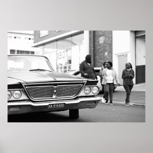 Affiche Voiture Ancienne Monochrome Noir Et Blanc Personne (Devant)