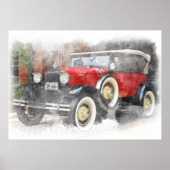 Affiche Voiture antique (Devant)