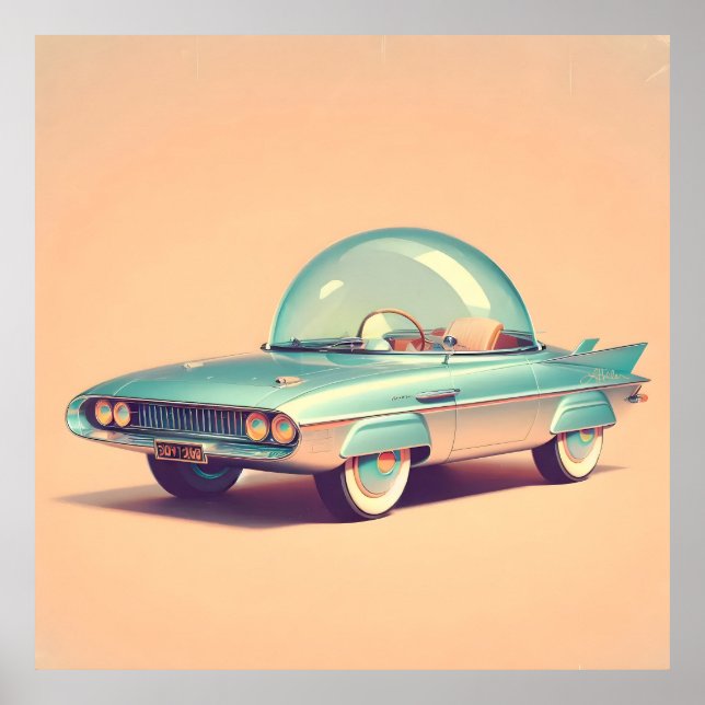 Affiche Voiture Blaster à Bulles Futuriste Atomique (Devant)
