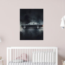Voiture BMW noire moderne - Art aquarelle – Minima