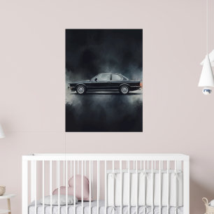Affiche Voiture BMW noire moderne - Art aquarelle – Minima
