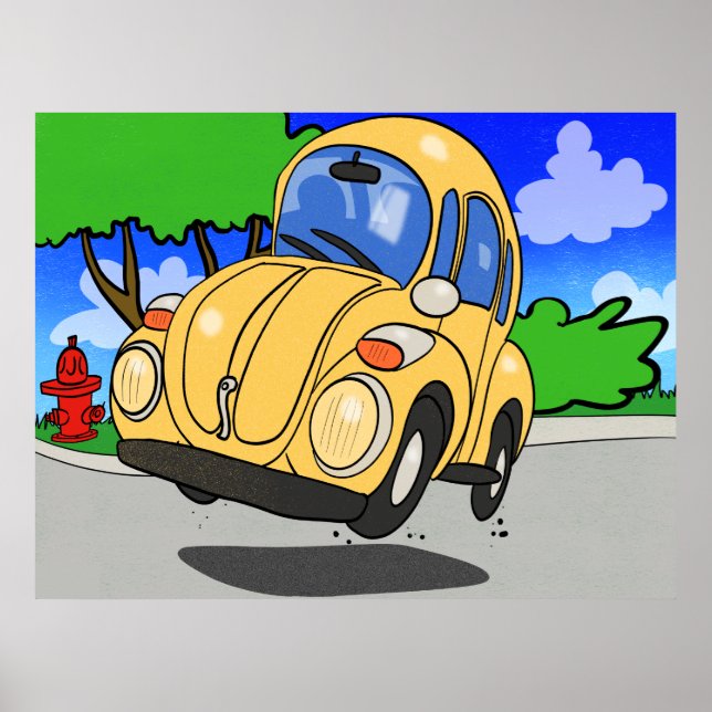 Affiche Voiture Carton mignonne (Devant)