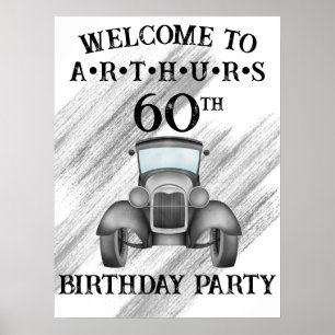 Affiche Voiture Classic Retro Vintage Aquarelle Bienvenue