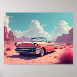 Affiche Voiture Classique Dans Le Désert