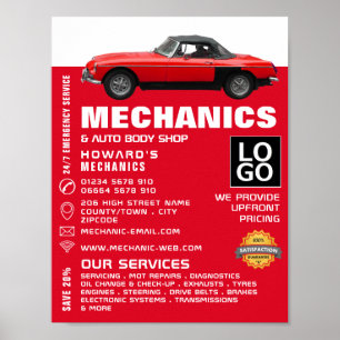 Affiche Voiture classique, mécanique automobile et réparat