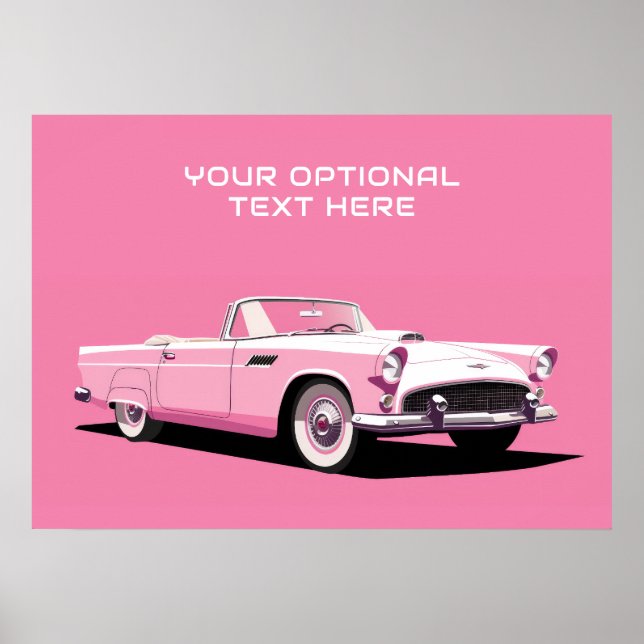 Affiche Voiture classique rose texte personnalisé (Devant)