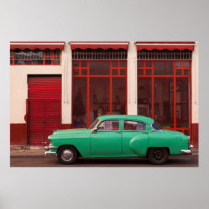 Affiche Voiture Classique Verte, Cuba