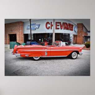 Affiche Voiture classique Vintage Impala Rouge