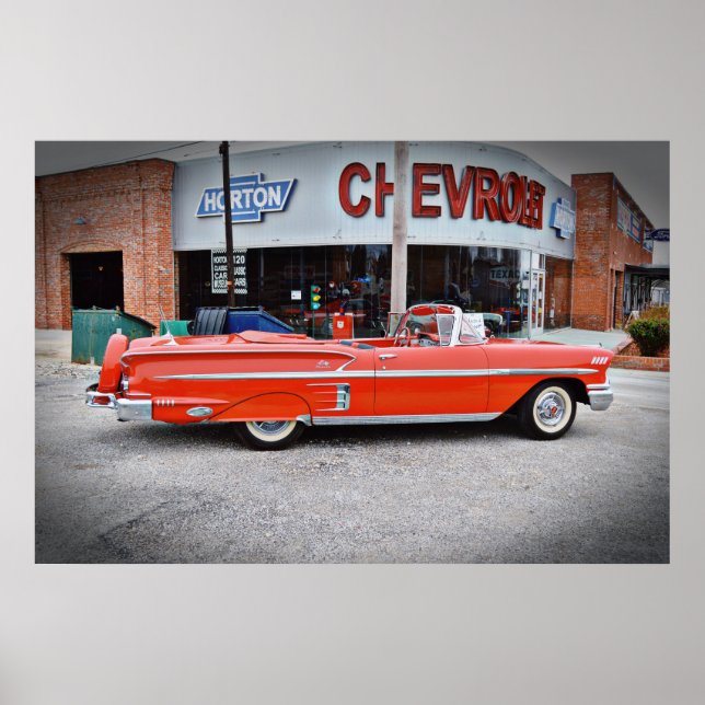Affiche Voiture classique Vintage Impala Rouge (Devant)