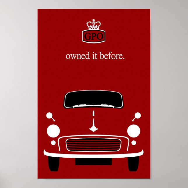 Affiche Voiture classique vintage rouge Morris Mineure (Devant)