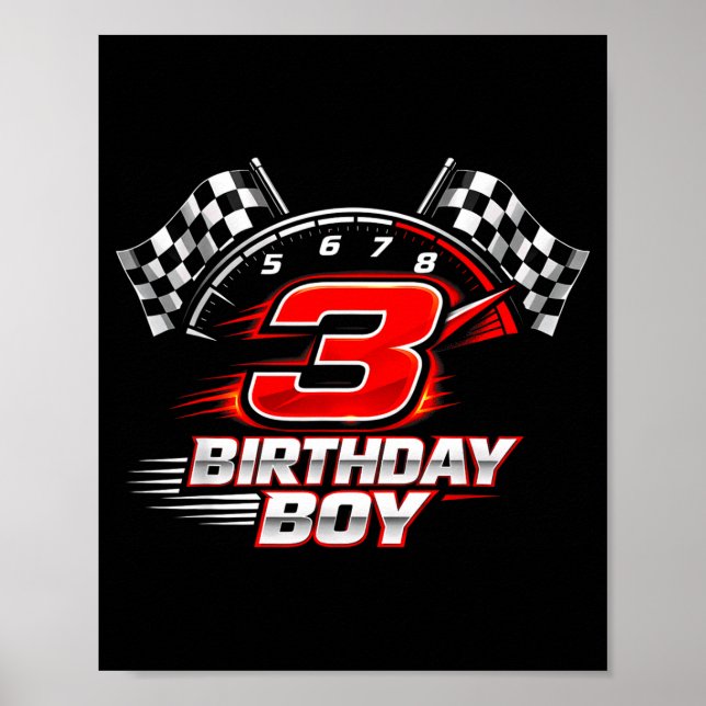 Affiche Voiture de course 3 fête d'anniversaire course 3èm (Devant)