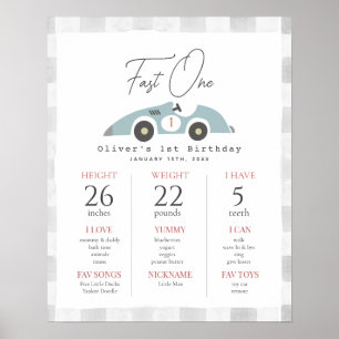 Affiche Voiture de course bleue Fast One pour le jalon du