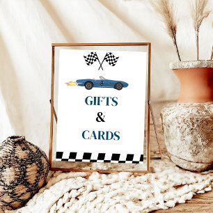 Affiche Voiture de course cadeau et carte Signal fête d'an