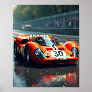 Affiche Voiture de course numéro 69 en belles couleurs