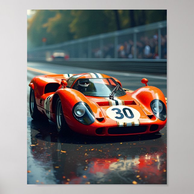 Affiche Voiture de course numéro 69 en belles couleurs (Devant)