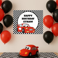 Voiture de course rouge Fête d'anniversaire à dami