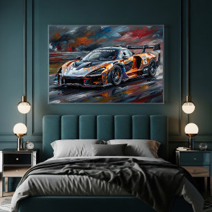 Affiche Voiture de course supercar Orange GTR