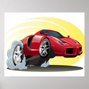 Affiche Voiture de dessin animé