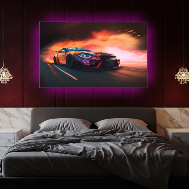 Affiche Voiture de Drift à Grande Vitesse Néon Numérique C (Créateur téléchargé)