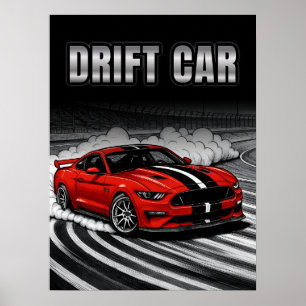 Affiche Voiture de Drift Red Muscle