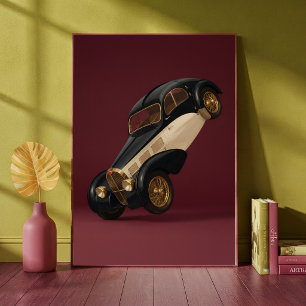 Affiche Voiture de Luxe Classique Vintage Faisant un Wheel