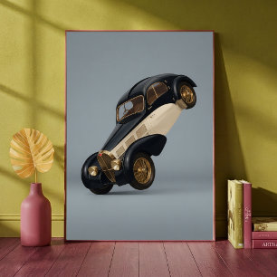Affiche Voiture de Luxe Vintage Classique Faisant un Wheel