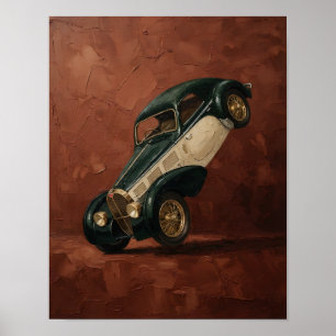 Affiche Voiture de Luxe Vintage Classique Faisant un Wheel