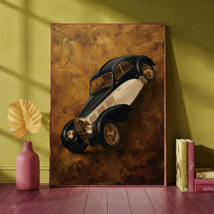 Affiche Voiture de Luxe Vintage Classique Faisant une Roue